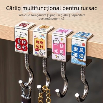Cârlig pentru rucsac la birou, montat lateral, pliat, spațiu de depozitare portabil din oțel inoxidabil