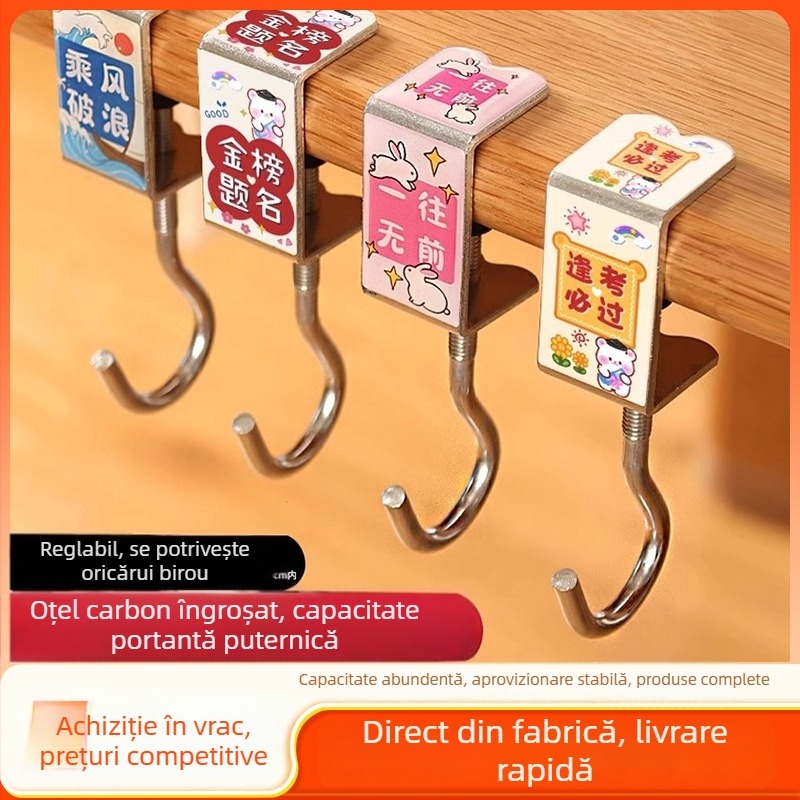 Cârlig pentru rucsac la birou, montat lateral, pliat, spațiu de depozitare portabil din oțel inoxidabil