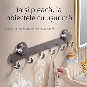 Cuier de ușă cu ventuză și adeziv puternic, fără găuri – organizator pentru baie și garderobă la intrare