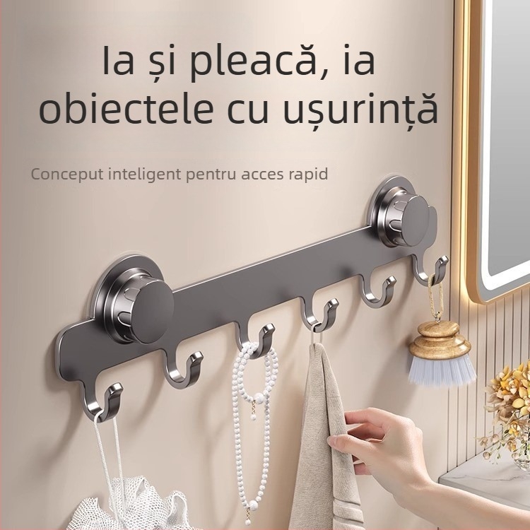 Cuier de ușă cu ventuză și adeziv puternic, fără găuri – organizator pentru baie și garderobă la intrare