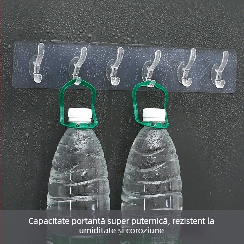 Cuier adeziv pentru haine, fără găuri, șir de cârlige — rezistent la apă și umezeală