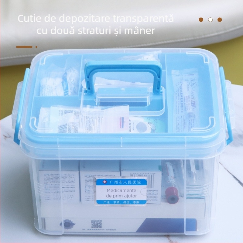 Cutie medicală pentru spital, capacitate mare, organizator de medicamente cu mai multe etaje, kit de urgență
