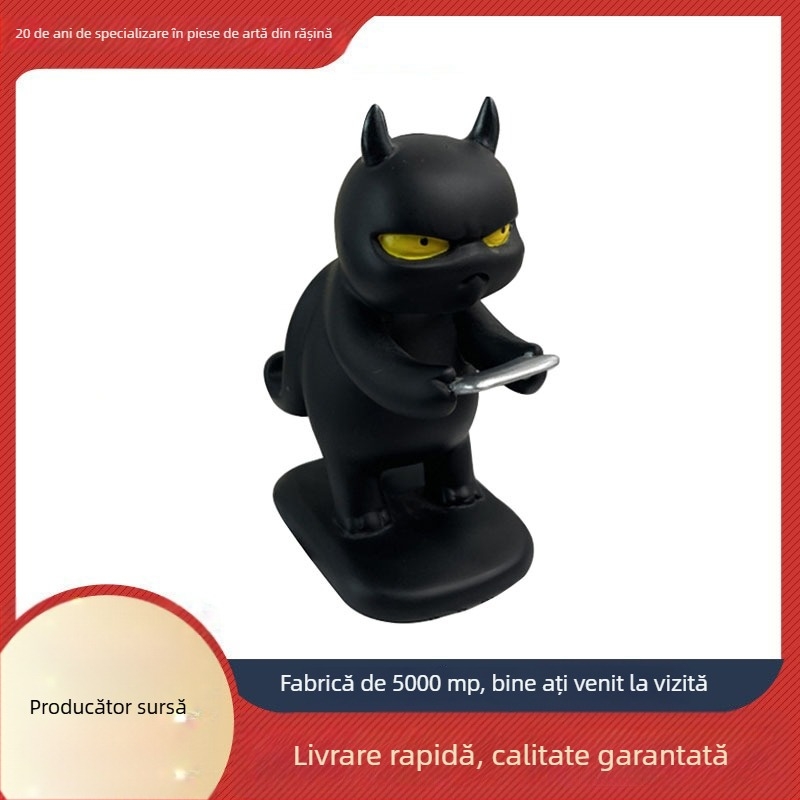 Suport pentru telefon din rășină, decor de birou cu un mic dragon răutăcios