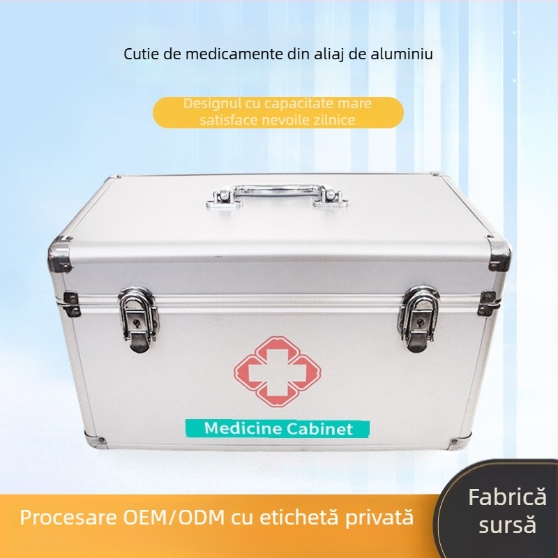 Kit portabil de prim ajutor din aliaj de aluminiu pentru uz casnic, cutie metalică compactă pentru medicamente
