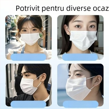 Măști de unică folosință albe, 50 bucăți