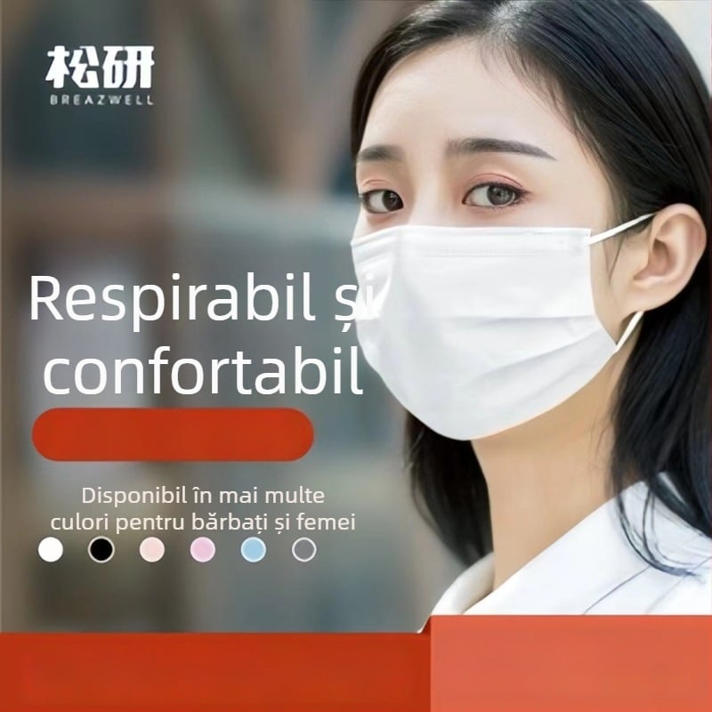 Măști de unică folosință albe, 50 bucăți