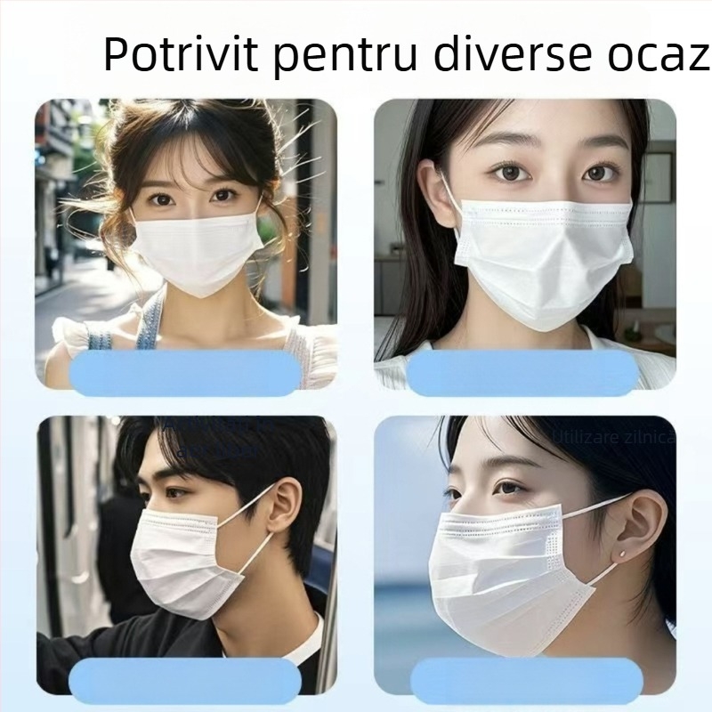 Măști de unică folosință albe, 50 bucăți