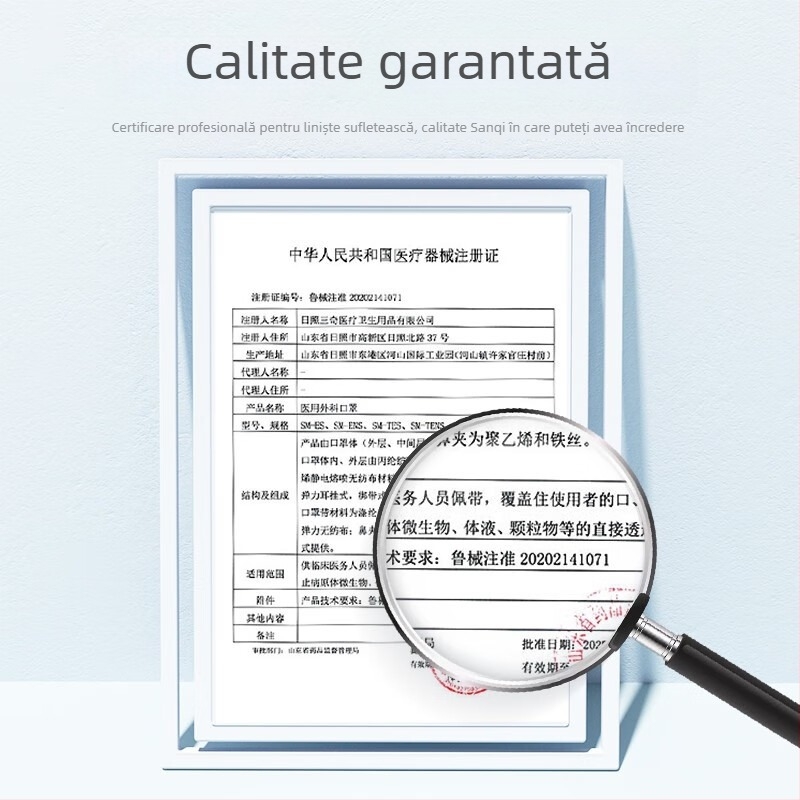 Masca chirurgicală medicală pentru adulți, de unică folosință, trei straturi, cu fibră Melt-Blown nețesută, sterilă, pachet de 10 bucăți