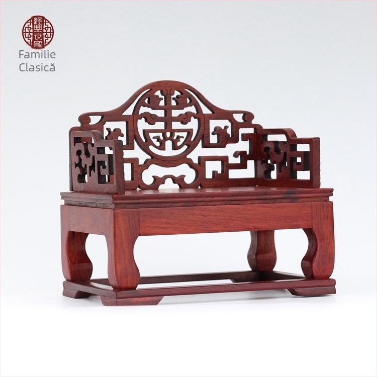 Miniatură Ming–Qing clasic mobilier din lemn de rosewood, tron decorativ sculptat