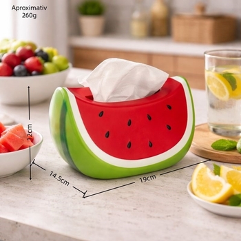 Cutie de șervețele în formă de pepene, cu motive de porumb și banană, decor modern pentru living