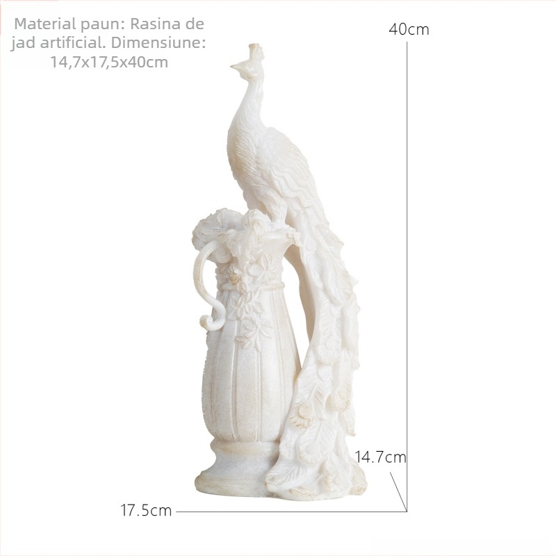 Statuetă paun în stil european – decor pentru dulapul de TV, spațiu casnic și grădină, recuzită de nuntă