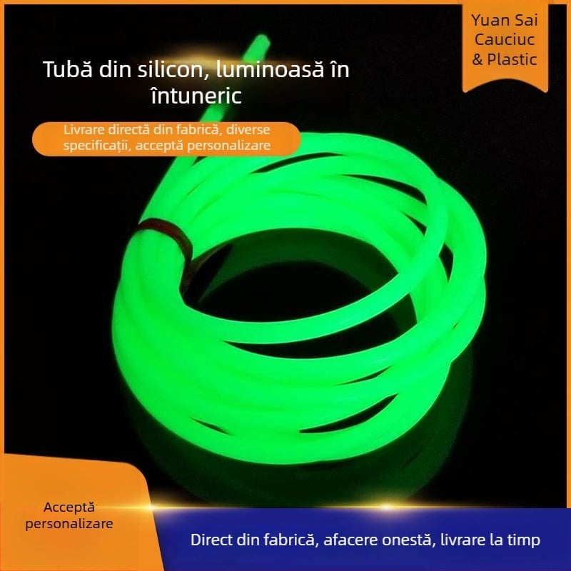 Tub iluminat pentru pescuit marin – țeavă din silicon, husă pentru cârlig și linie, verde fluorescent