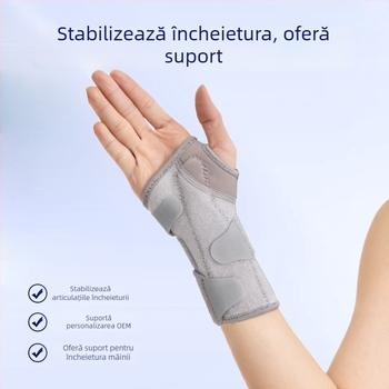 Brățară pentru încheietură, respirabilă, reglabilă, cu placă metalică detașabilă pentru stabilitate