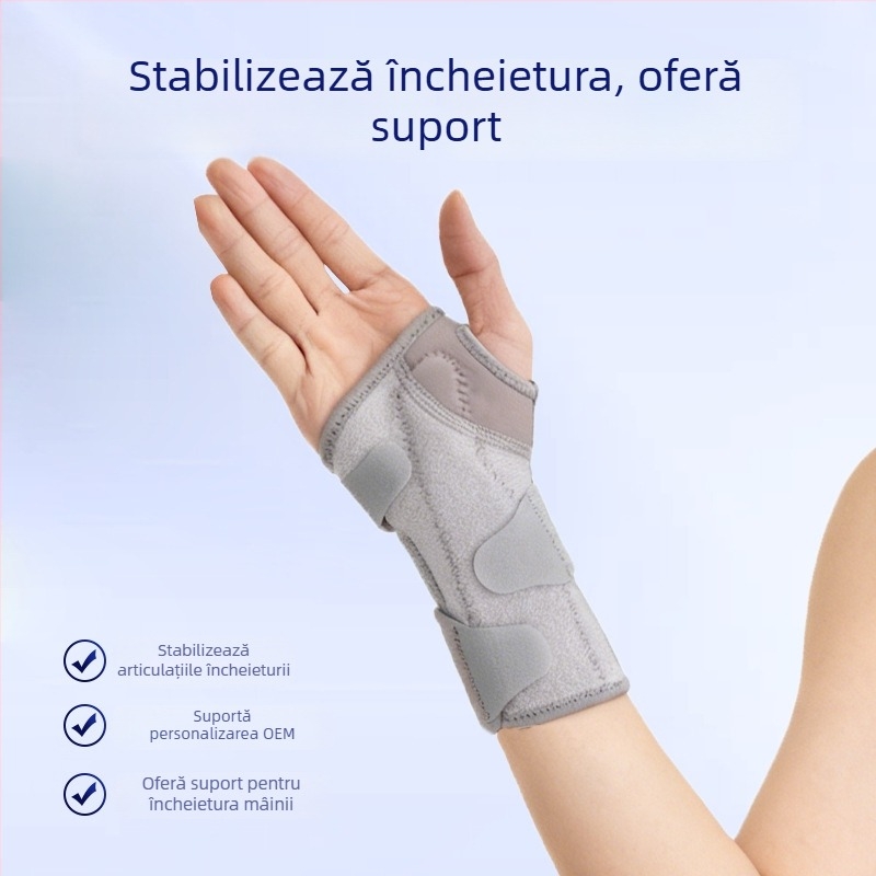 Brățară pentru încheietură, respirabilă, reglabilă, cu placă metalică detașabilă pentru stabilitate