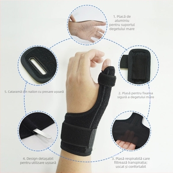 Brățară pentru degetul mare și încheietură cu placă de aluminiu, protector articular fix, curea pentru mână și protecție a încheieturii