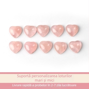 Cristal roz natural, inimă cabochon, piatră liberă pentru pandantiv și inel, piatră semi-finisată pentru bijuterii