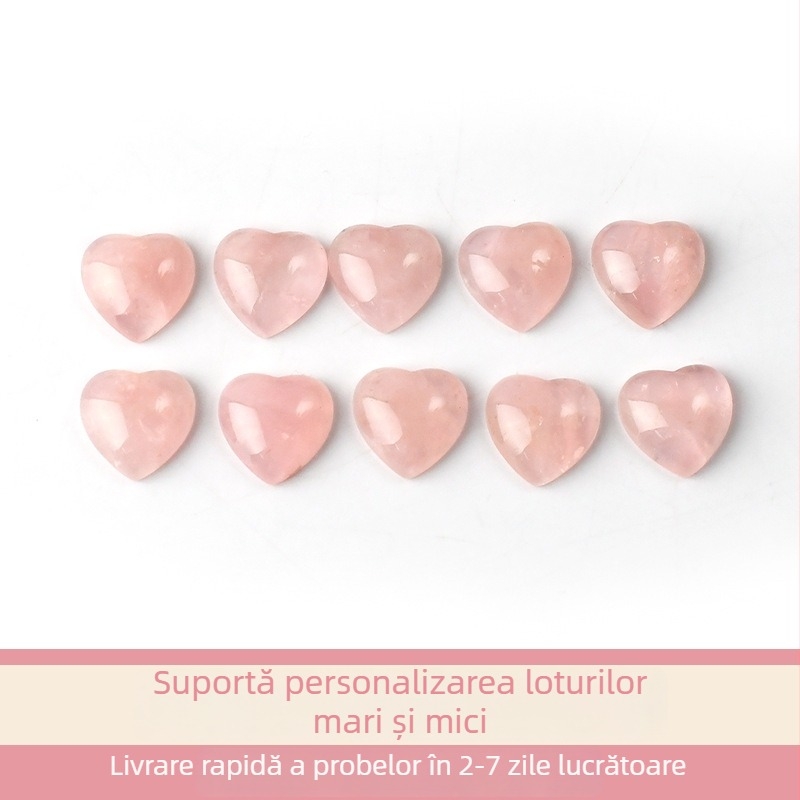 Cristal roz natural, inimă cabochon, piatră liberă pentru pandantiv și inel, piatră semi-finisată pentru bijuterii