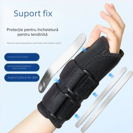 Placă reglabilă de susținere a încheieturii cu șină, stabilizare reglabilă a degetului mare și bandă de compresie pentru încheietură, atelă cu șină din aluminiu pentru tunelul carpian
