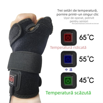 Brățară încălzită pentru încheietura mâinii, cu control al temperaturii în trei niveluri