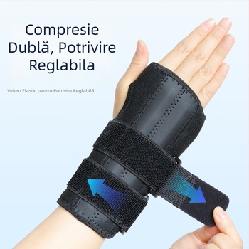 Orteza pentru încheietură, elastică și respirabilă, cu Velcro, reglabilă, cu dublă compresie și placă de aluminiu pentru fixarea articulației
