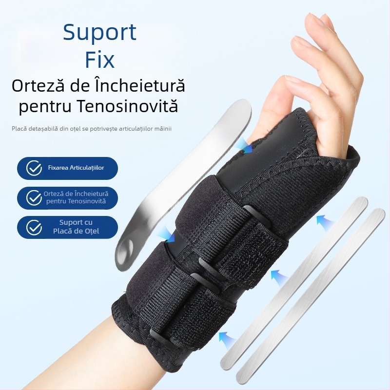 Orteza pentru încheietură, elastică și respirabilă, cu Velcro, reglabilă, cu dublă compresie și placă de aluminiu pentru fixarea articulației