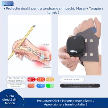 Masaj electric pentru încheietură cu încălzire și vibrații, suport magnetic, unisex, pentru sport