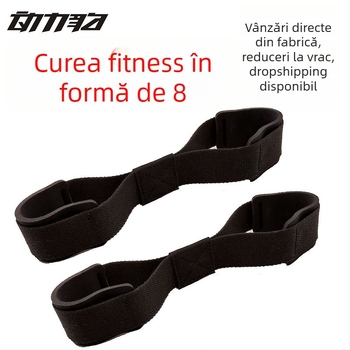 Centură de asistență pentru ridicări în formă de 8, antiderapantă, suport pentru încheieturi la tracțiuni și exerciții cu bara