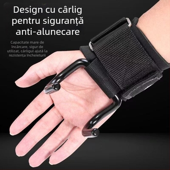 Protecție pentru încheietură pentru ridicare greutăți, cu cârlig antiderapant