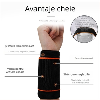 Brățară de încheietură din nylon, respirabilă, pentru sprijin în entorse și protecția tendoanelor, brățară fitness pentru bărbați și femei