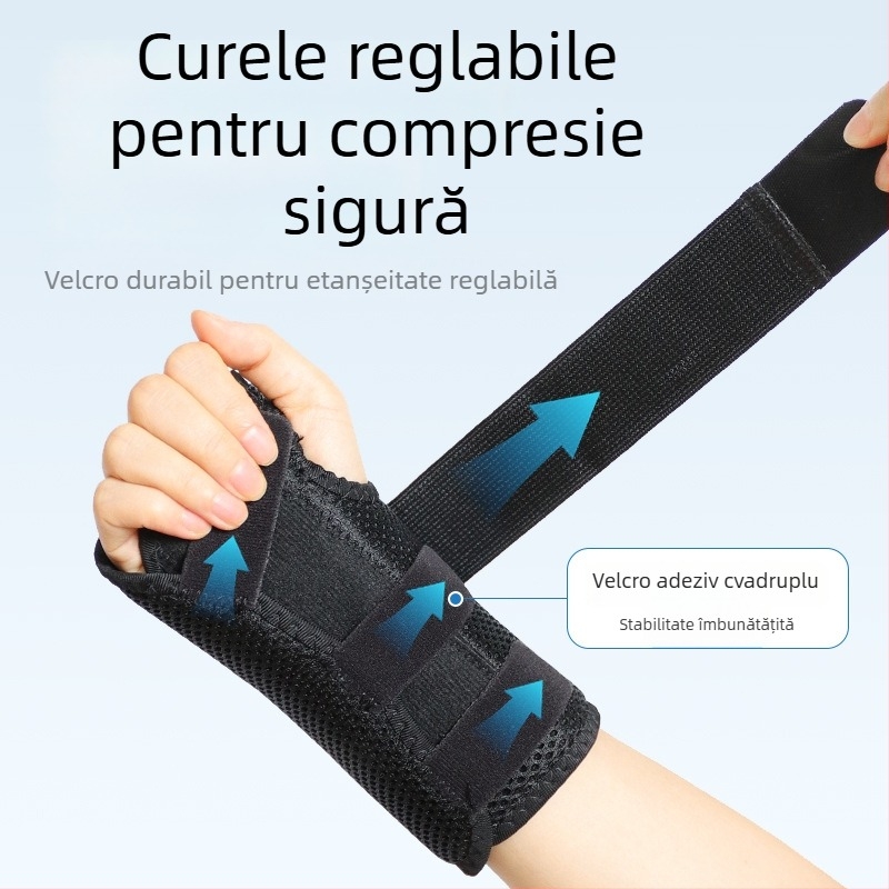 Orteza de încheietură respirabilă cu protecție pentru degetul mare, suport cu placă de aluminiu pentru antrenament sportiv și curea elastică