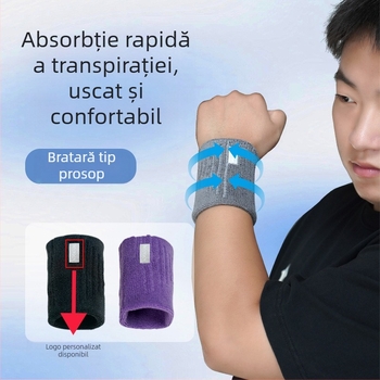 Bandă de încheietură din bumbac, absorbantă de transpirație pentru sport