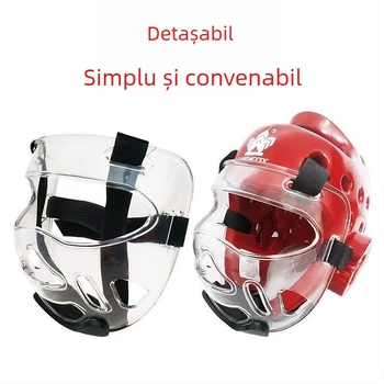 Protecție facială Taekwondo cu mască transparentă și cască detașabilă