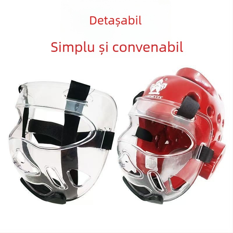 Protecție facială Taekwondo cu mască transparentă și cască detașabilă