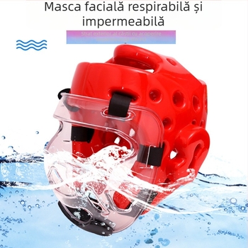 Protecție pentru cap pentru arte marțiale, cu vizieră facială și protecție a gâtului — karate, sanda, taekwondo, box (XS-XL)