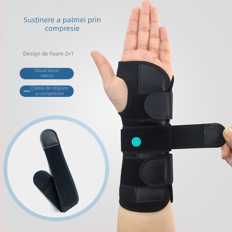 Protecție pentru încheietura mâinii cu placă de oțel și suport pentru palmă, reglabilă și demontabilă, pentru sport și fitness