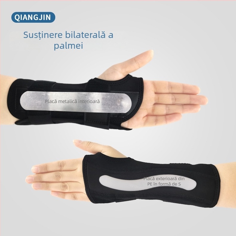 Protecție pentru încheietura mâinii cu placă de oțel și suport pentru palmă, reglabilă și demontabilă, pentru sport și fitness