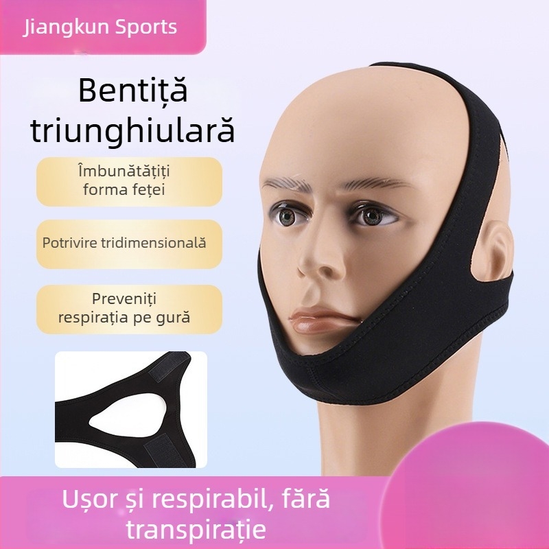 Bandă triunghiulară pentru cap cu protecție a bărbiei, bandă de contur a feței și suport pentru maxilar, ajutor de respirație