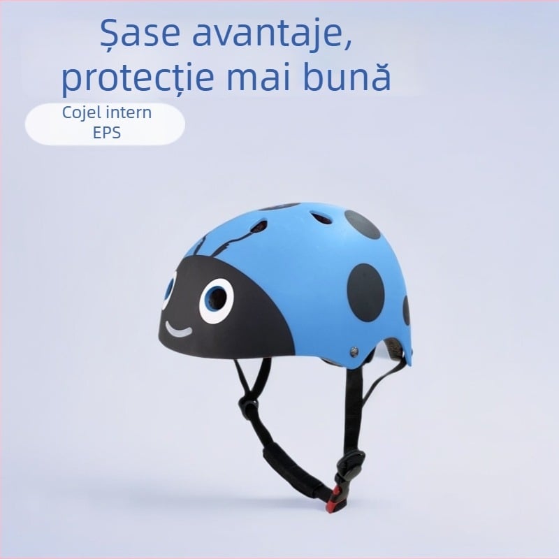 Cască de bicicletă pentru copii cu protecție a gâtului, design desen animat, potrivită pentru biciclete, role și biciclete electrice, cască de siguranță