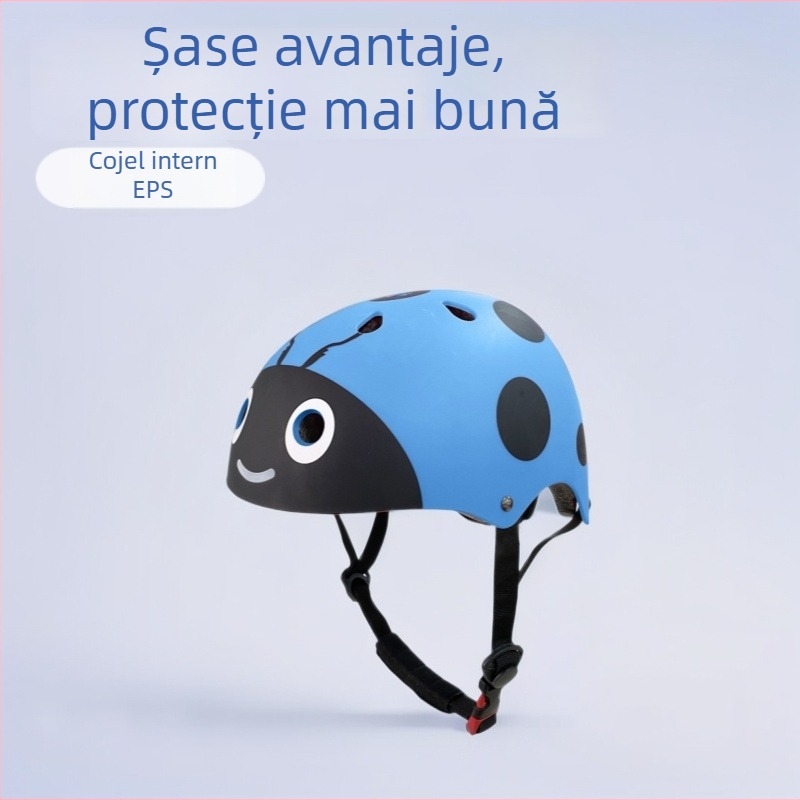 Cască de bicicletă pentru copii cu protecție a gâtului, design desen animat, potrivită pentru biciclete, role și biciclete electrice, cască de siguranță