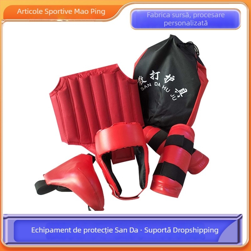 Set de protecție din cinci piese pentru box și taekwondo — protecții pentru cap, talie și genunchi, pentru copii și adulți