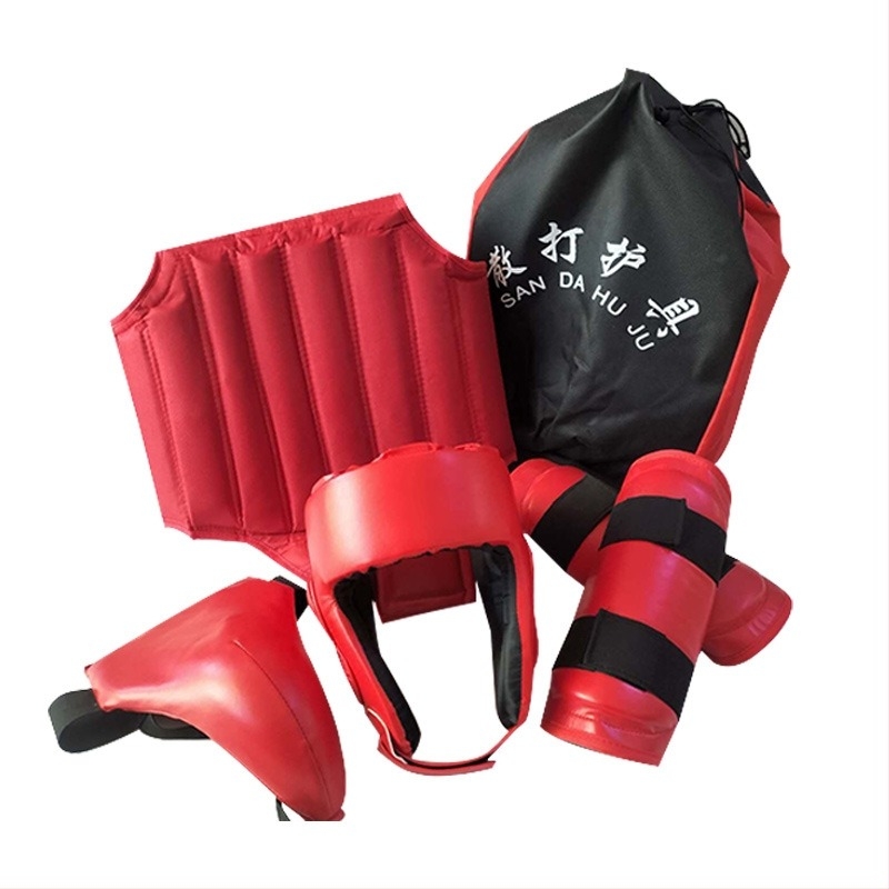 Set de protecție din cinci piese pentru box și taekwondo — protecții pentru cap, talie și genunchi, pentru copii și adulți