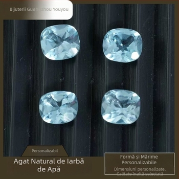 Topaz cabochon natural albastru cer, pătrat, 6/7/8 mm, pentru pandantiv