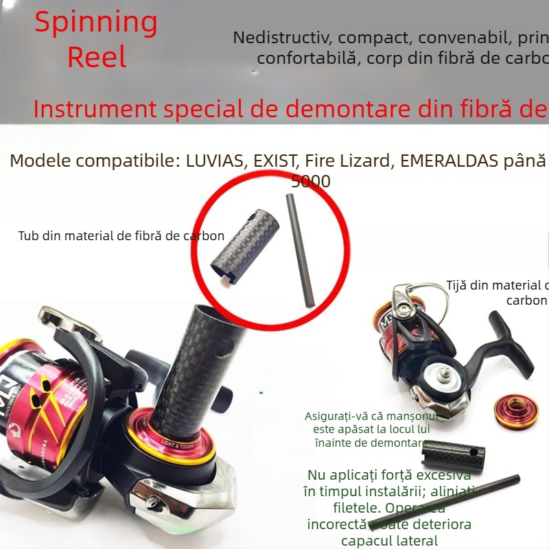 DAWA Unealtă de demontare a tamburului de pescuit cu cheie din fibră de carbon — unealtă specială, non-distructivă pentru întreținerea tamburului de pescuit și a cutiei de unelte