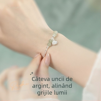 Brățară din argint fragmentat pentru femei, imitație de jad Hetian, brățară norocoasă 520