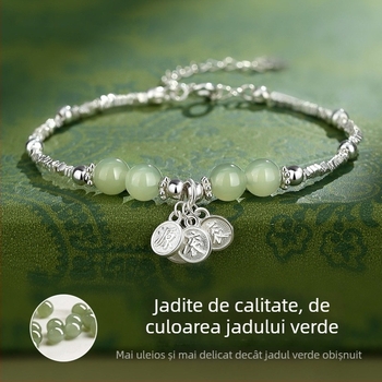 Brățară din argint fragmentat pentru femei, imitație de jad Hetian, brățară norocoasă 520