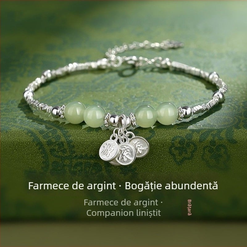 Brățară din argint fragmentat pentru femei, imitație de jad Hetian, brățară norocoasă 520
