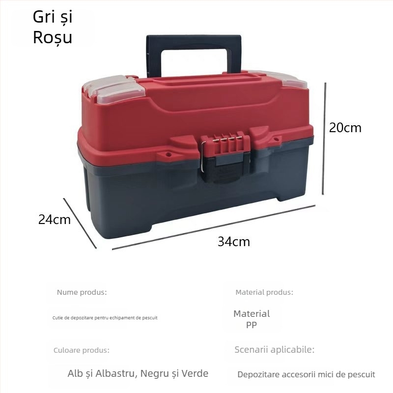 Cutie de pescuit multifuncțională cu șezut, suport pentru lansete, spațiu mic pentru accesorii și cutie de momeli îngroșate pentru pescuit marin