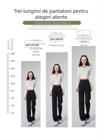 Pantaloni negri cu talie înaltă, evazați, elastici, pentru femei