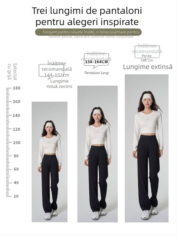 Pantaloni casual pentru femei, cu fleece, talie înaltă și croială ușor evazată, stil japonez-coreean