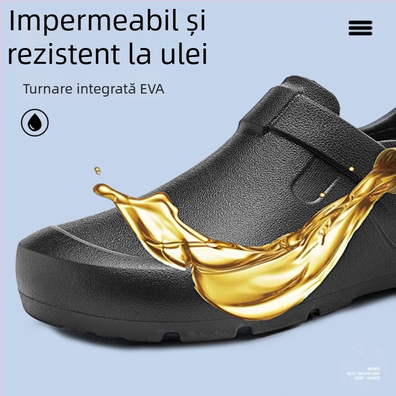 WAKO Pantofi de bucătărie din velur pentru bărbați, anti-alunecare, impermeabili